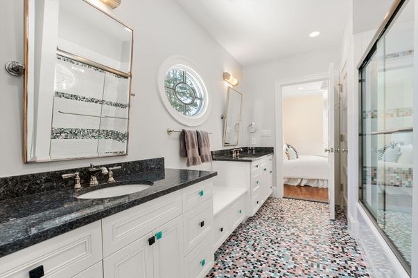 Bathroom, Bedroom, Dual Sink Vanities, Glass Shower, Interior, Recessed Lighting