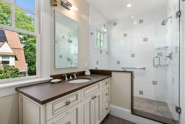 Bathroom, Dual Sink Vanities, Glass Shower, Interior, Recessed Lighting