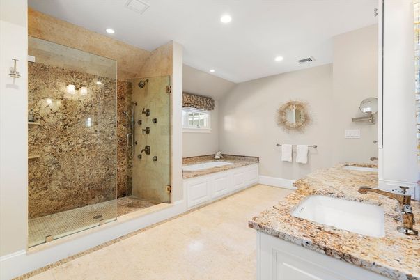 Bathroom, Glass Shower, Interior, Recessed Lighting