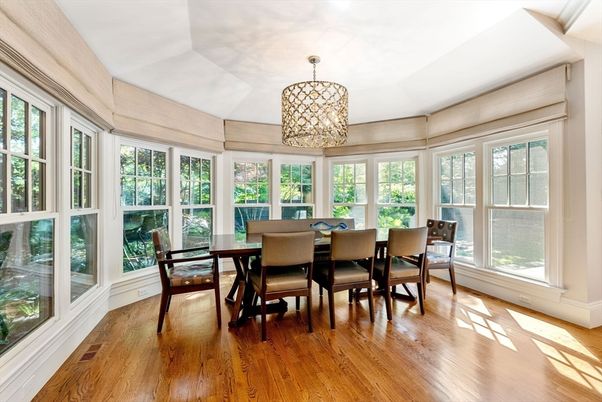 Dining room, Interior, Sun Room, Wood Texture Flooring