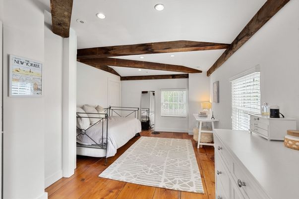 Bedroom, Interior, Recessed Lighting, Wooden Beams, Wood Texture Flooring
