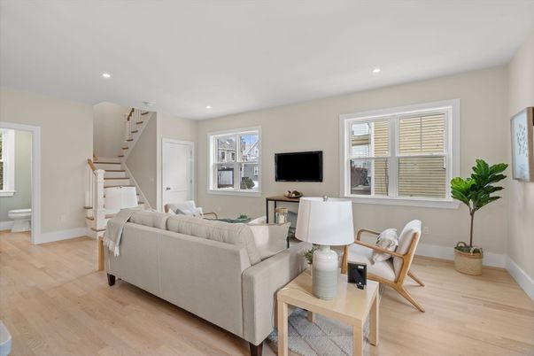 Interior, Living room, Recessed Lighting, Wood Texture Flooring