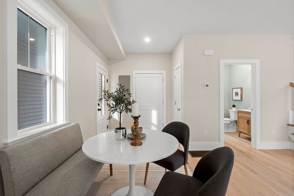 Bathroom, Dining room, Interior, Recessed Lighting, Wood Texture Flooring