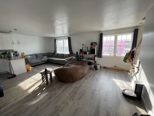 Interior, Living room, Pendant Lights, Recessed Lighting, Wood Texture Flooring