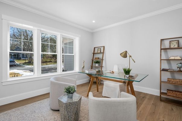 Home Office, Interior, Recessed Lighting, Wood Texture Flooring