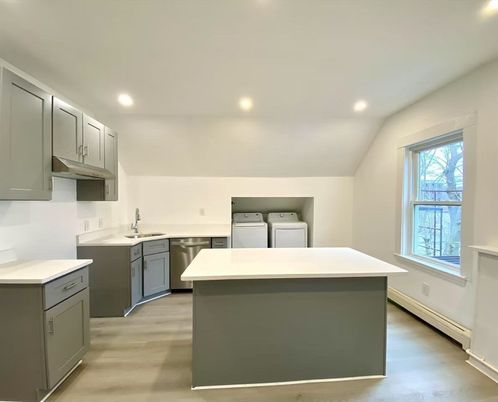 Interior, Kitchen, Recessed Lighting, Wood Texture Flooring