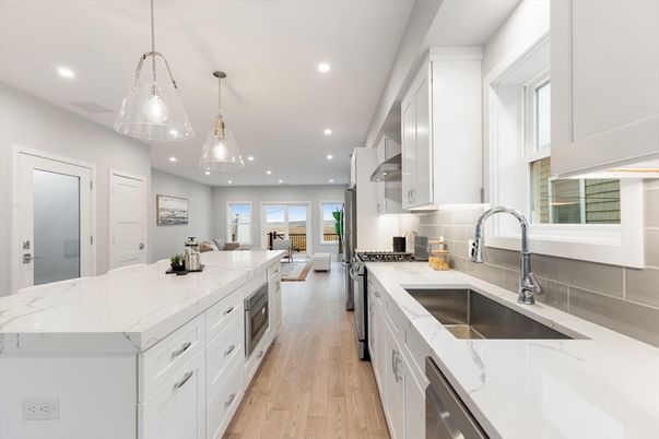 Interior, Kitchen, Pendant Lights, Recessed Lighting, Wood Texture Flooring