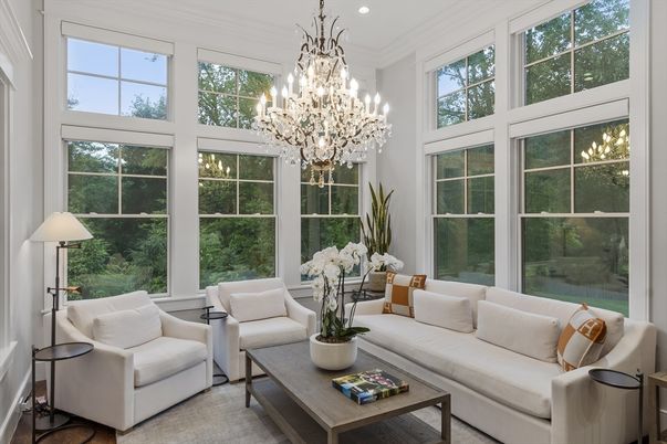Interior, Kitchen, Marble Walls, Pendant Lights, Recessed Lighting, Stainless Steel Appliances, Wood Texture Flooring