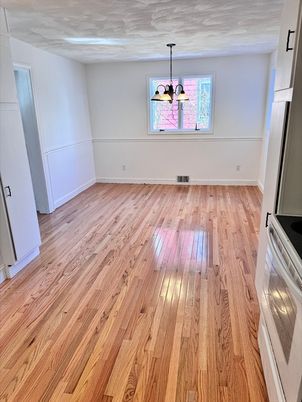 Empty room, Interior, Pendant Lights, Wood Texture Flooring