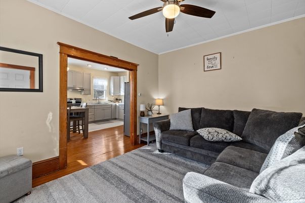 Interior, Kitchen, Living room, Recessed Lighting, Wood Texture Flooring