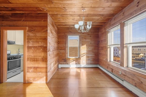 Chandelier, Empty room, Interior, Kitchen, Wooden Ceilings, Wood Texture Flooring, Wooden Walls