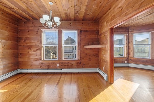 Chandelier, Empty room, Interior, Wooden Ceilings, Wood Texture Flooring, Wooden Walls