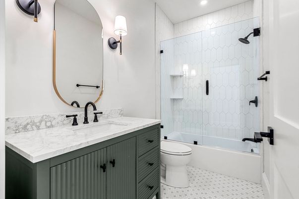 Bathroom, Glass Shower, Interior, Recessed Lighting