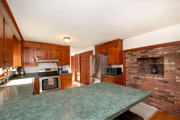 Interior, Kitchen, Stainless Steel Appliances, Stone Walls