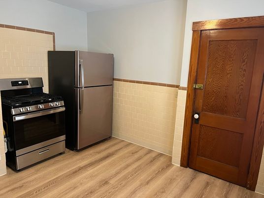 Interior, Kitchen, Stainless Steel Appliances, Wood Texture Flooring