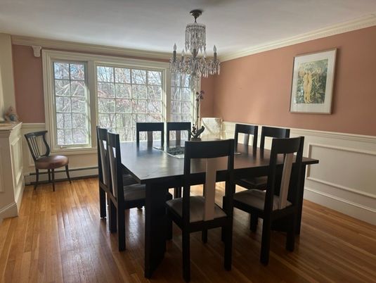 Chandelier, Dining room, Interior, Wood Texture Flooring