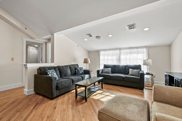 Interior, Living room, Recessed Lighting, Wood Texture Flooring
