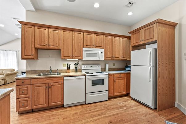 Interior, Kitchen, Recessed Lighting, Wood Texture Flooring