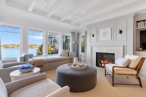 Fireplace, Interior, Living room, Recessed Lighting, Water
