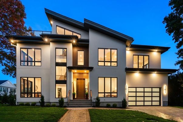 Attached, Exterior, Facade, Modern