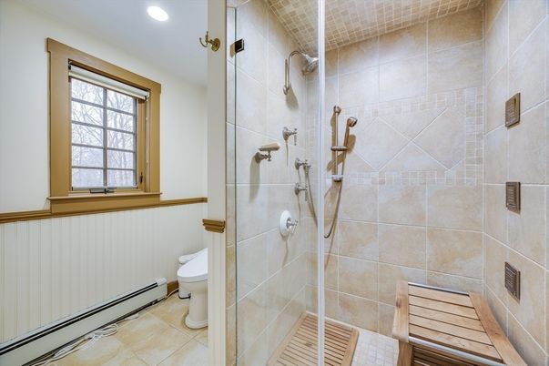 Bathroom, Glass Shower, Interior, Recessed Lighting