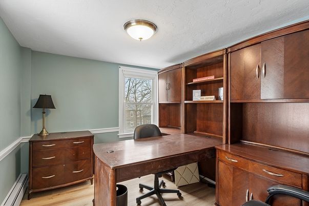 Home Office, Interior, Recessed Lighting, Wood Texture Flooring