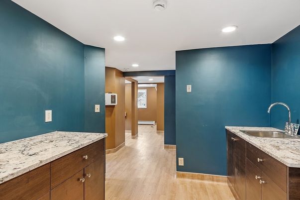 Interior, Kitchen, Recessed Lighting, Wood Texture Flooring