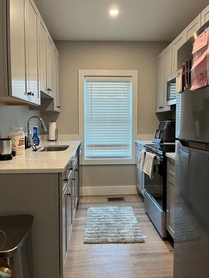 Interior, Kitchen, Recessed Lighting, Wood Texture Flooring