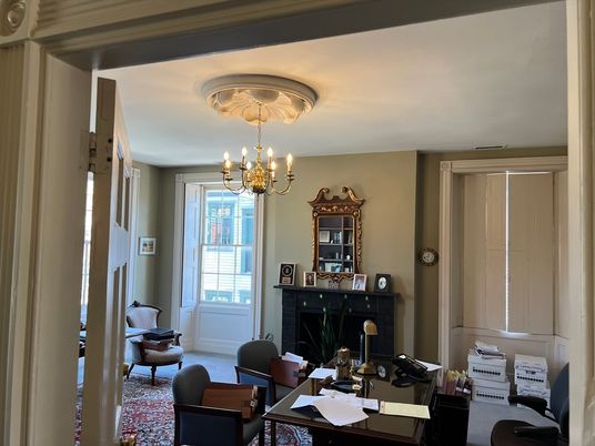 Chandelier, Fireplace, Home Office, Interior, Living room