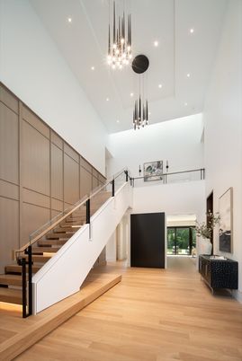 Interior, Pendant Lights, Recessed Lighting, Wood Texture Flooring