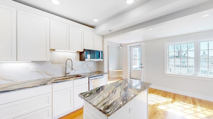Interior, Kitchen, Recessed Lighting, Wood Texture Flooring