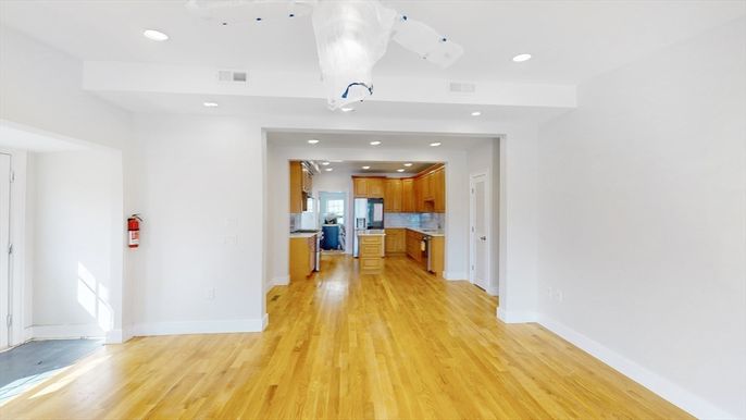 Interior, Kitchen, Recessed Lighting, Wood Texture Flooring