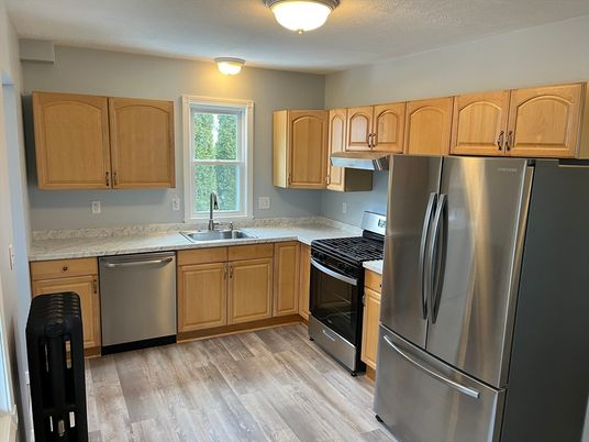 Interior, Kitchen, Stainless Steel Appliances, Wood Texture Flooring