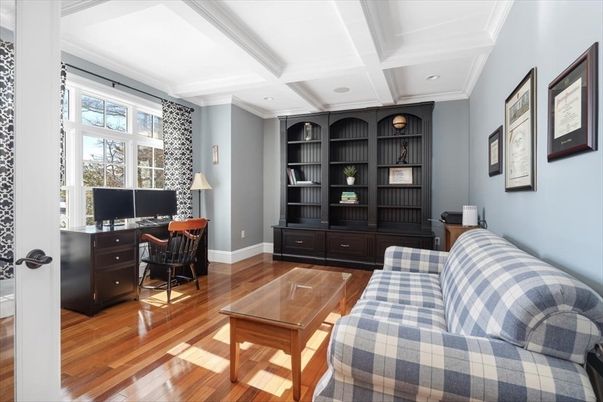 Home Office, Interior, Recessed Lighting, Wood Texture Flooring