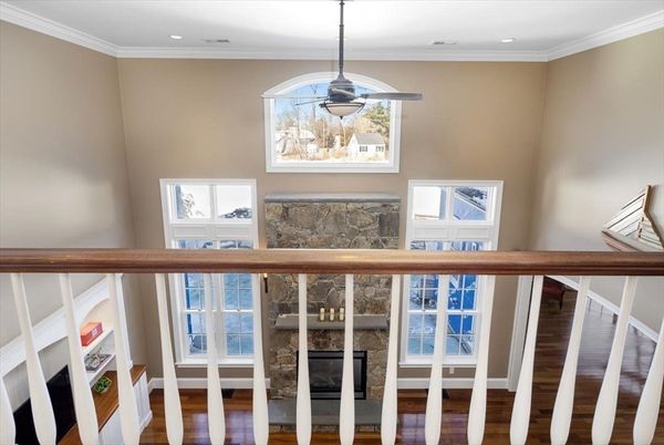 Fireplace, Interior, Pendant Lights, Recessed Lighting, Wood Texture Flooring
