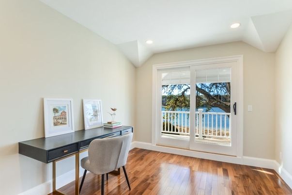 Home Office, Interior, Recessed Lighting, Wood Texture Flooring
