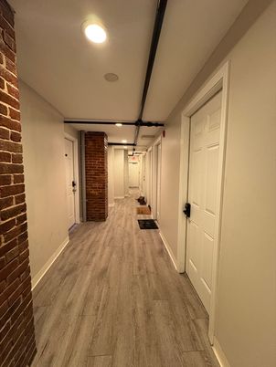 Interior, Recessed Lighting, Stone Walls, Wood Texture Flooring