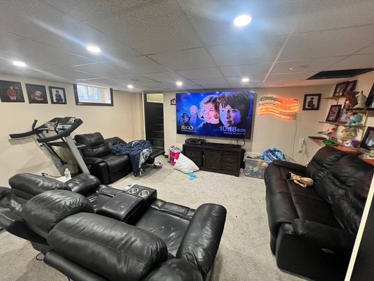 Fitness Equipment, Interior, Living room, Recessed Lighting, Theatre Room