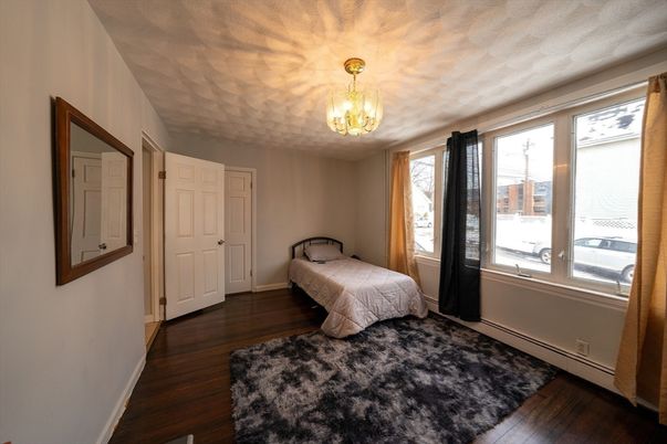 Bedroom, Chandelier, Interior, Wood Texture Flooring
