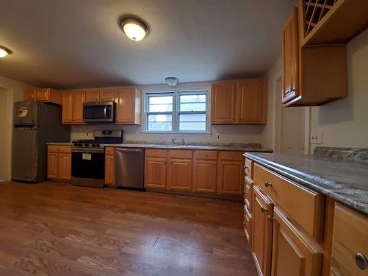 Interior, Kitchen, Stainless Steel Appliances, Wood Texture Flooring