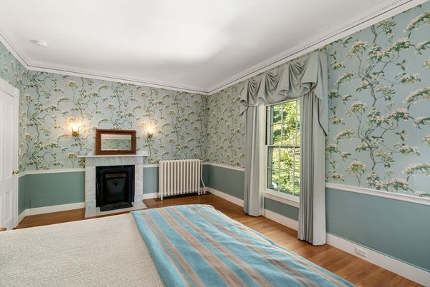 Bedroom, Fireplace, Interior, Wood Texture Flooring