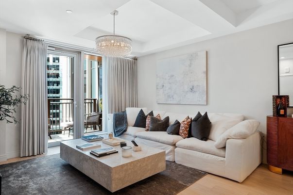 Chandelier, Interior, Living room, Recessed Lighting, Wood Texture Flooring