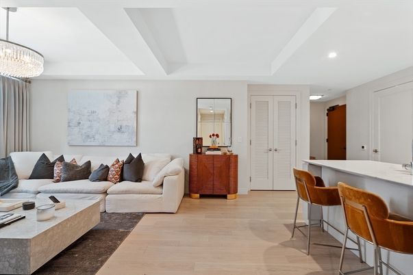 Chandelier, Interior, Living room, Recessed Lighting, Wood Texture Flooring