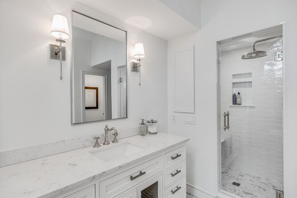 Bathroom, Dual Sink Vanities, Glass Shower, Interior