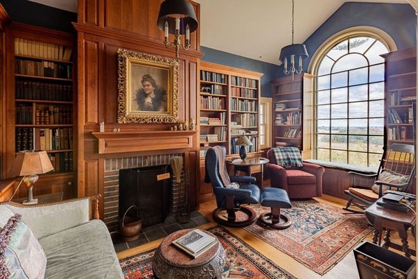 Fireplace, Interior, Pendant Lights, Wood Texture Flooring