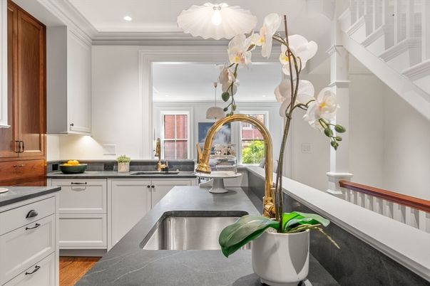 Interior, Kitchen, Pendant Lights, Recessed Lighting, Wood Texture Flooring