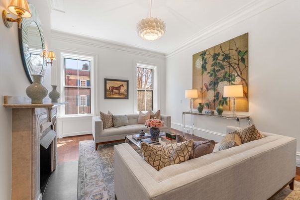 Fireplace, Interior, Living room, Pendant Lights, Wood Texture Flooring