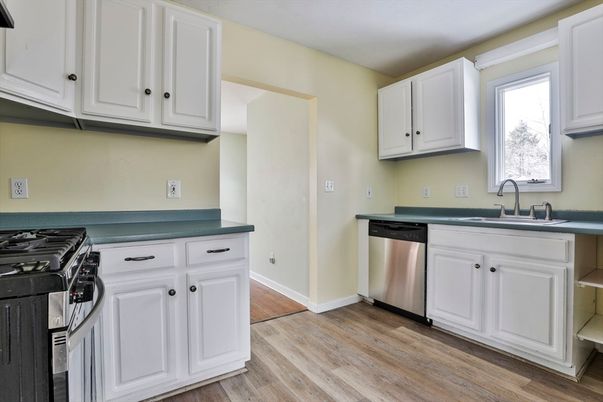 Interior, Kitchen, Stainless Steel Appliances, Wood Texture Flooring
