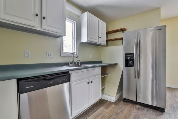 Interior, Kitchen, Stainless Steel Appliances, Wood Texture Flooring