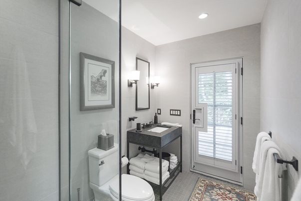Bathroom, Glass Shower, Interior, Recessed Lighting